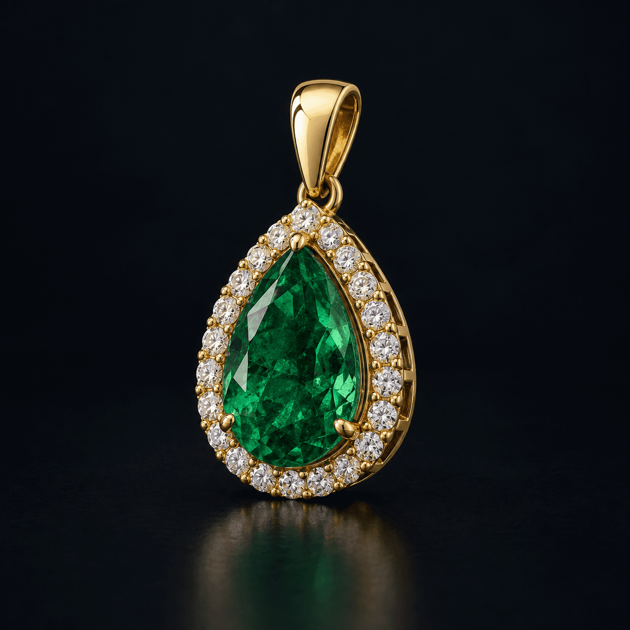 Emerald halo pendant, product-photo illustration